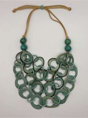 Sea Foam Green Linked Tagua Nut *Triana* Adjustable Necklace